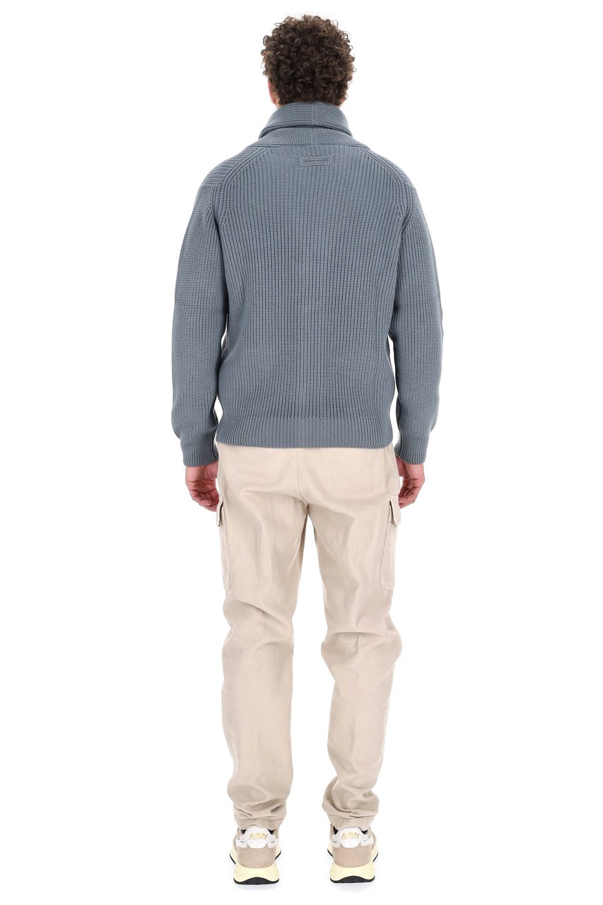 Drumohr Steve McQueen Shawl Collar Merino Wool Cardigan Grijs