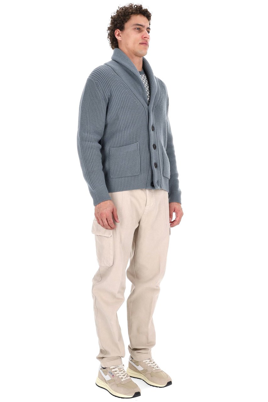 Drumohr Steve McQueen Shawl Collar Merino Wool Cardigan Grijs