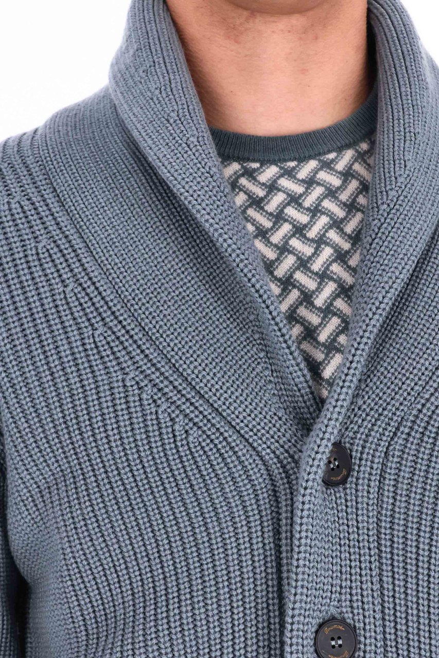 Drumohr Steve McQueen Shawl Collar Merino Wool Cardigan Grijs