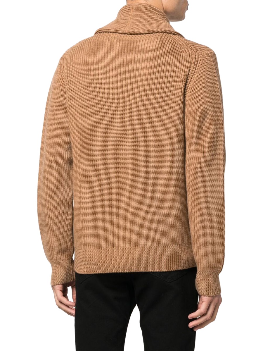 Drumohr Brown Shawl Collar Knitted Cardigan Neutraal