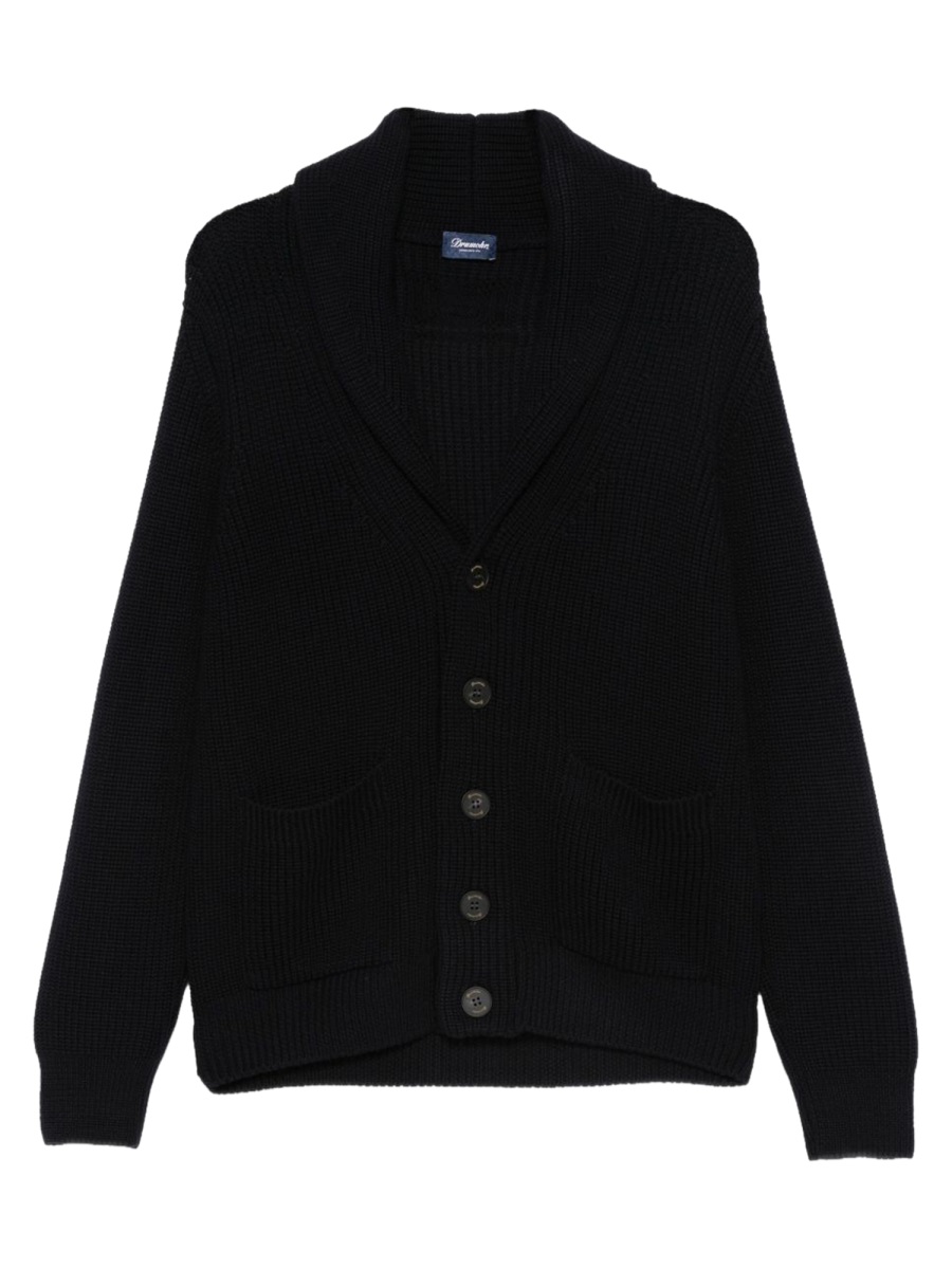 Drumohr Brown Shawl Collar Knitted Cardigan Zwart