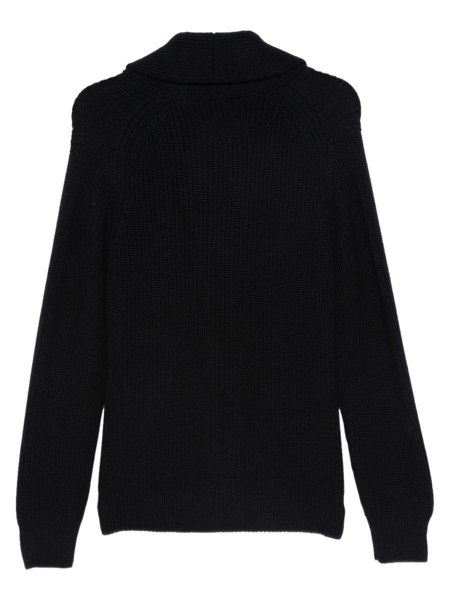 Drumohr Brown Shawl Collar Knitted Cardigan Zwart