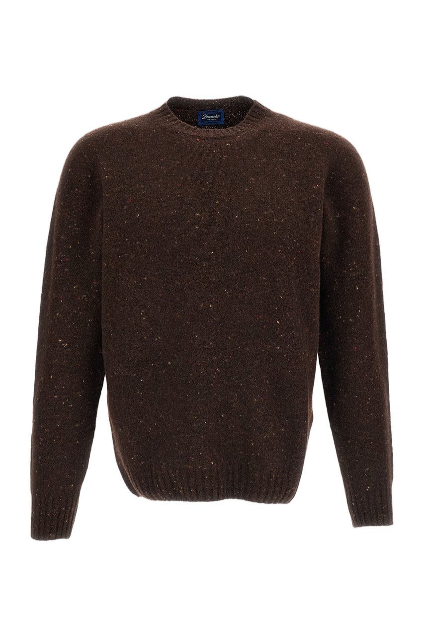 Drumohr Flecked Tweed Effect Jersey-Knit Sweater Bruin