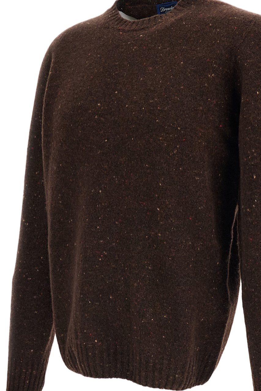Drumohr Flecked Tweed Effect Jersey-Knit Sweater Bruin