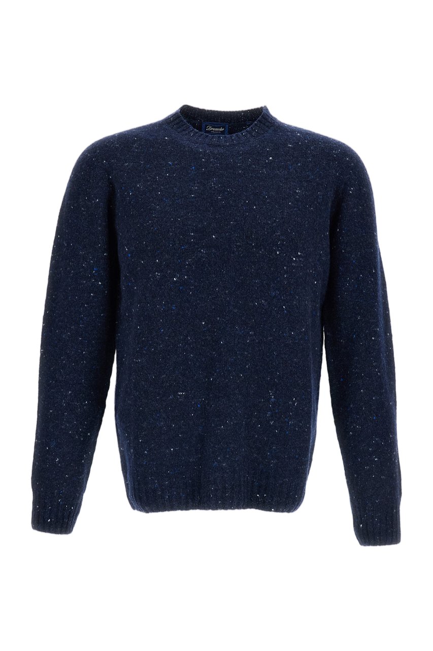 Drumohr Flecked Tweed Effect Crewneck Sweater Blauw