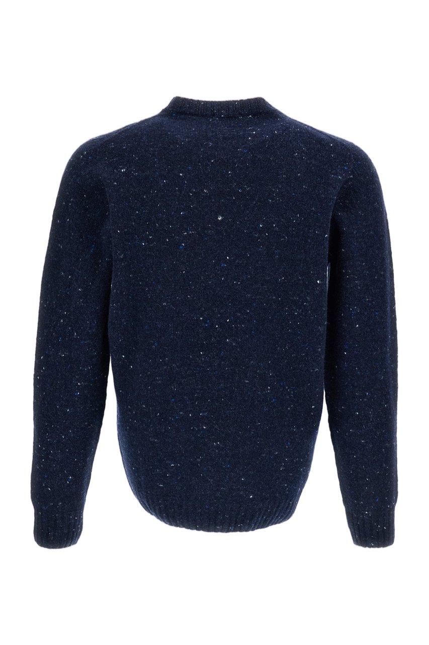 Drumohr Flecked Tweed Effect Crewneck Sweater Blauw
