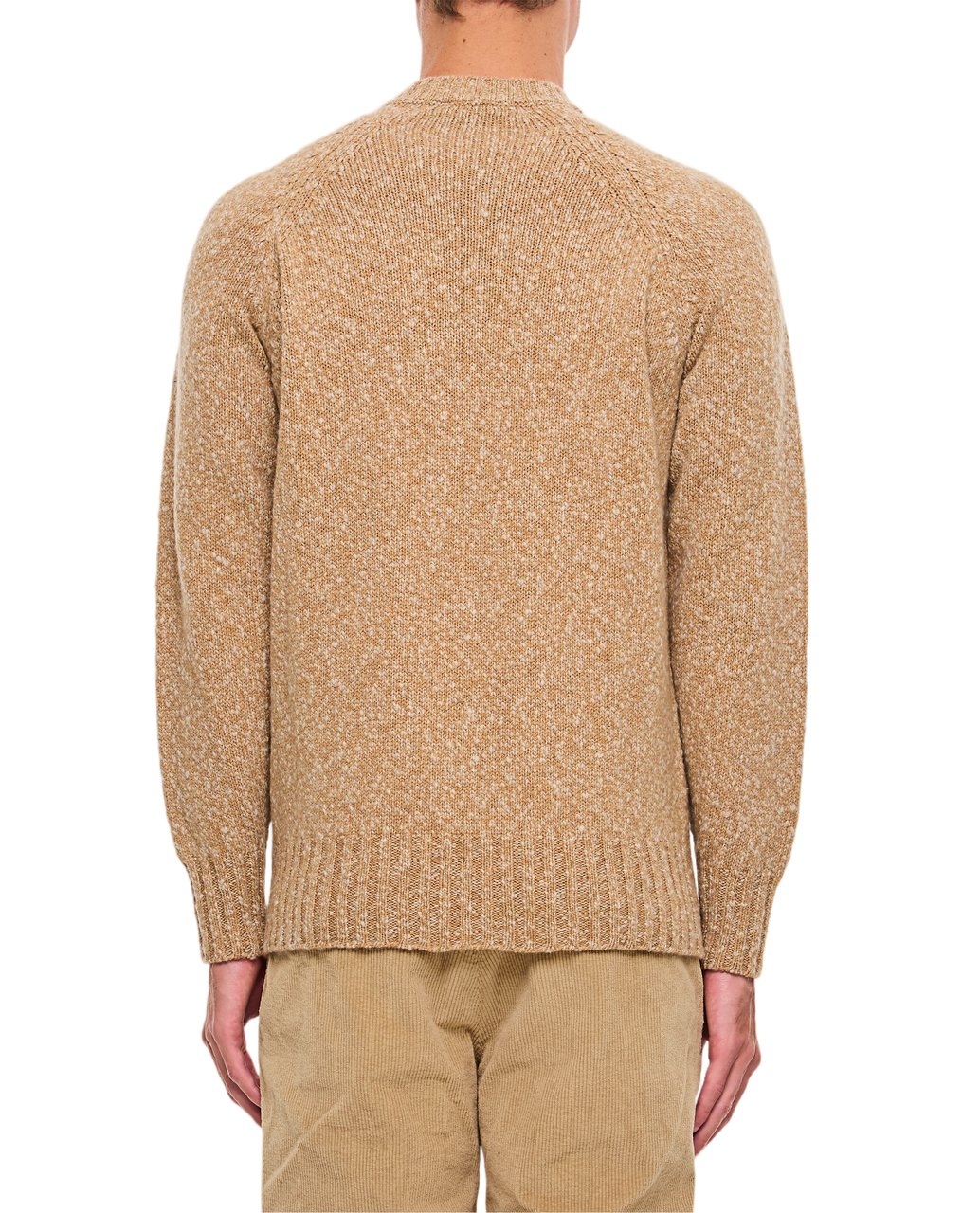 Drumohr Textured Knit Sweater With Round Neck And Ribbed Detailing Neutraal