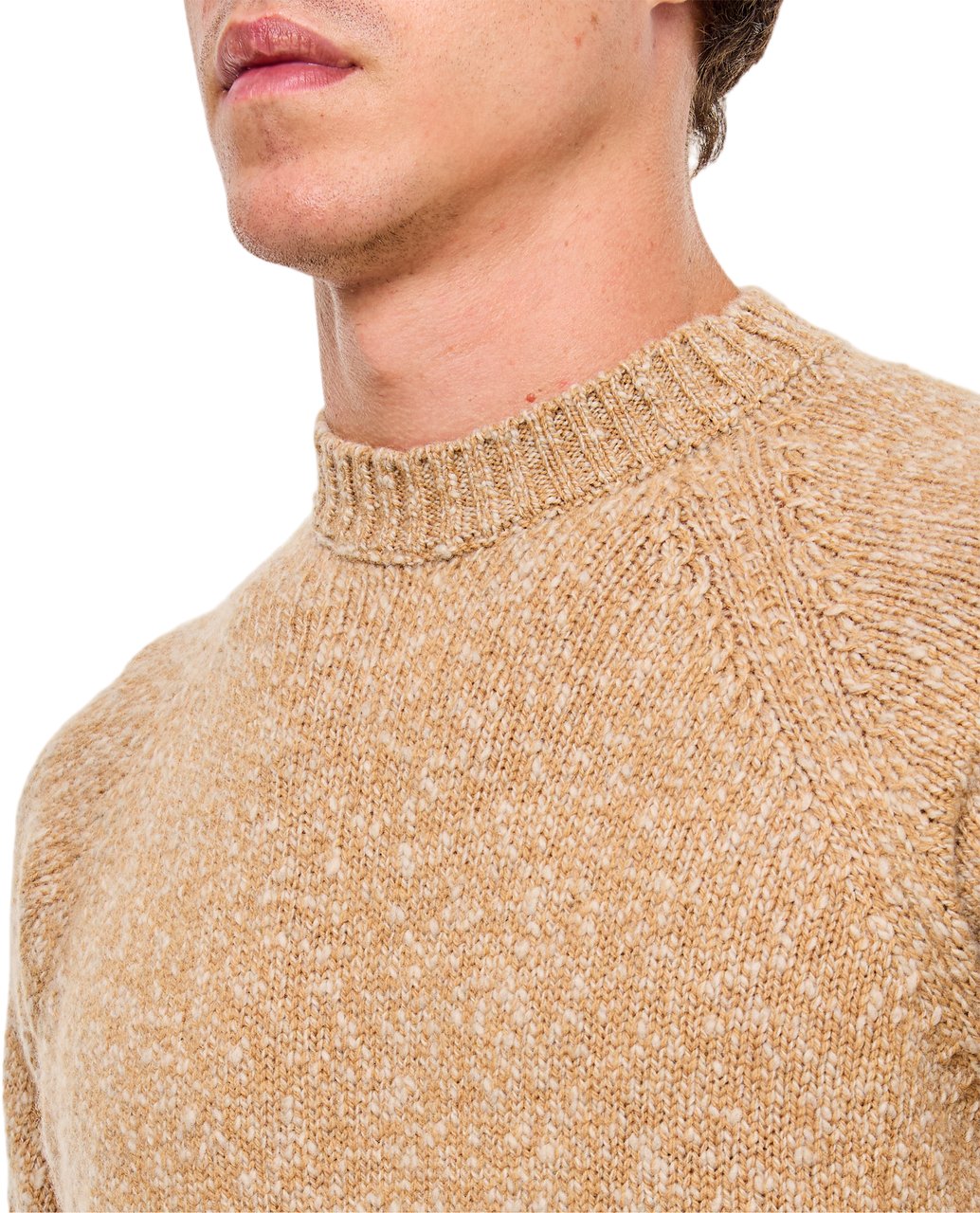 Drumohr Textured Knit Sweater With Round Neck And Ribbed Detailing Neutraal