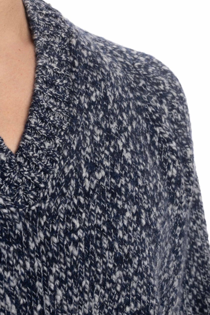 Drumohr V-Neck Wool Mouliné Sweater Zwart