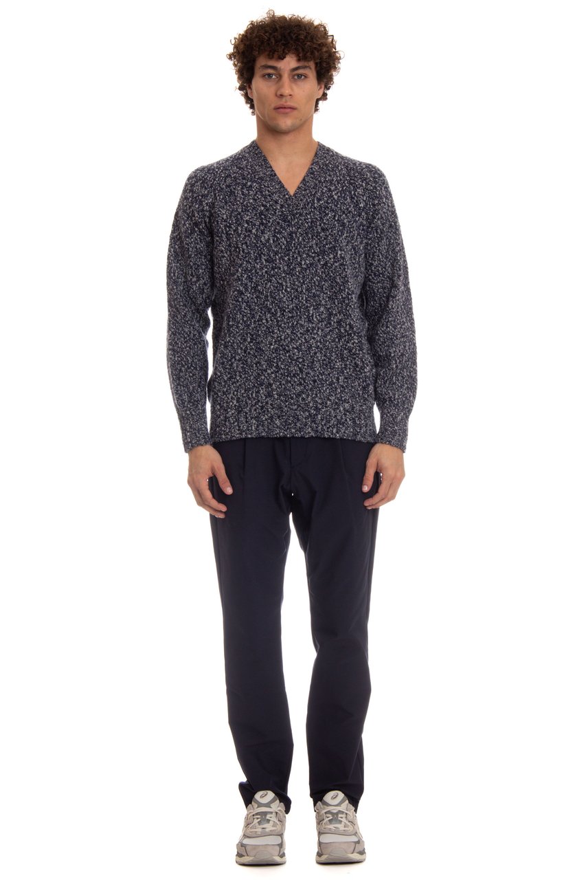 Drumohr V-Neck Wool Mouliné Sweater Zwart