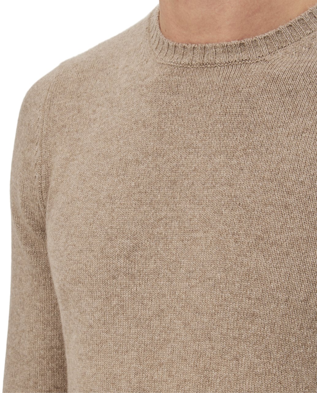 Drumohr Cashmere Knit Sweater with Ribbed Finishing Neutraal