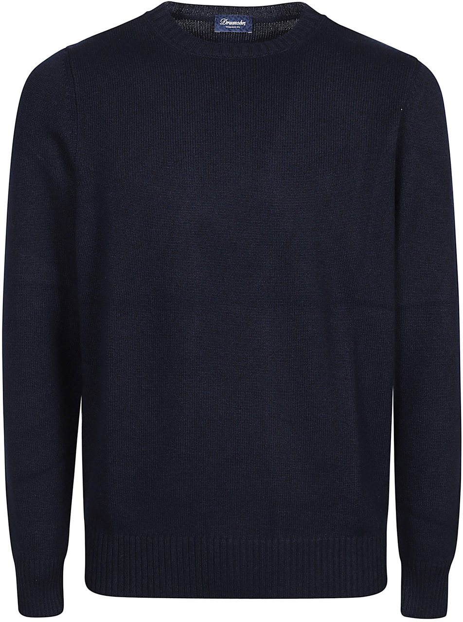 Drumohr Round Neck Sweater Blue Blauw