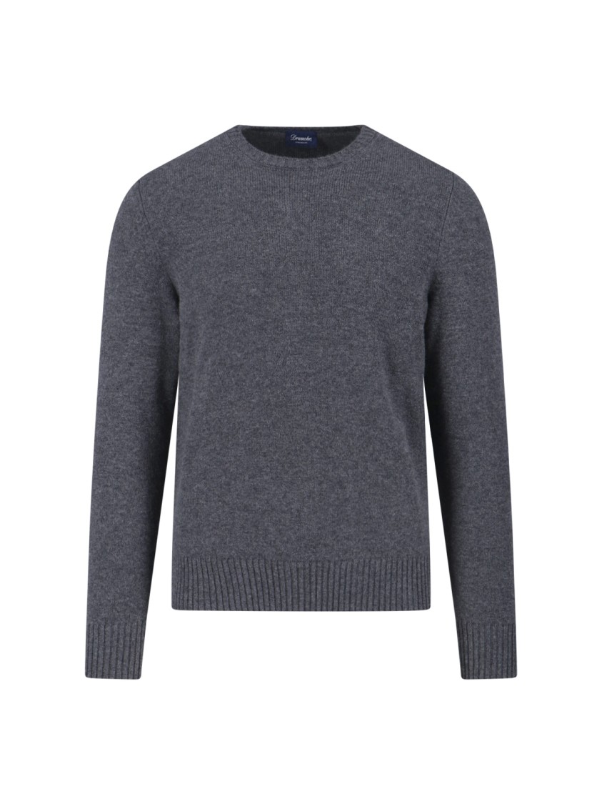 Drumohr Textured Knit Grey Sweater With Round Neckline Grijs