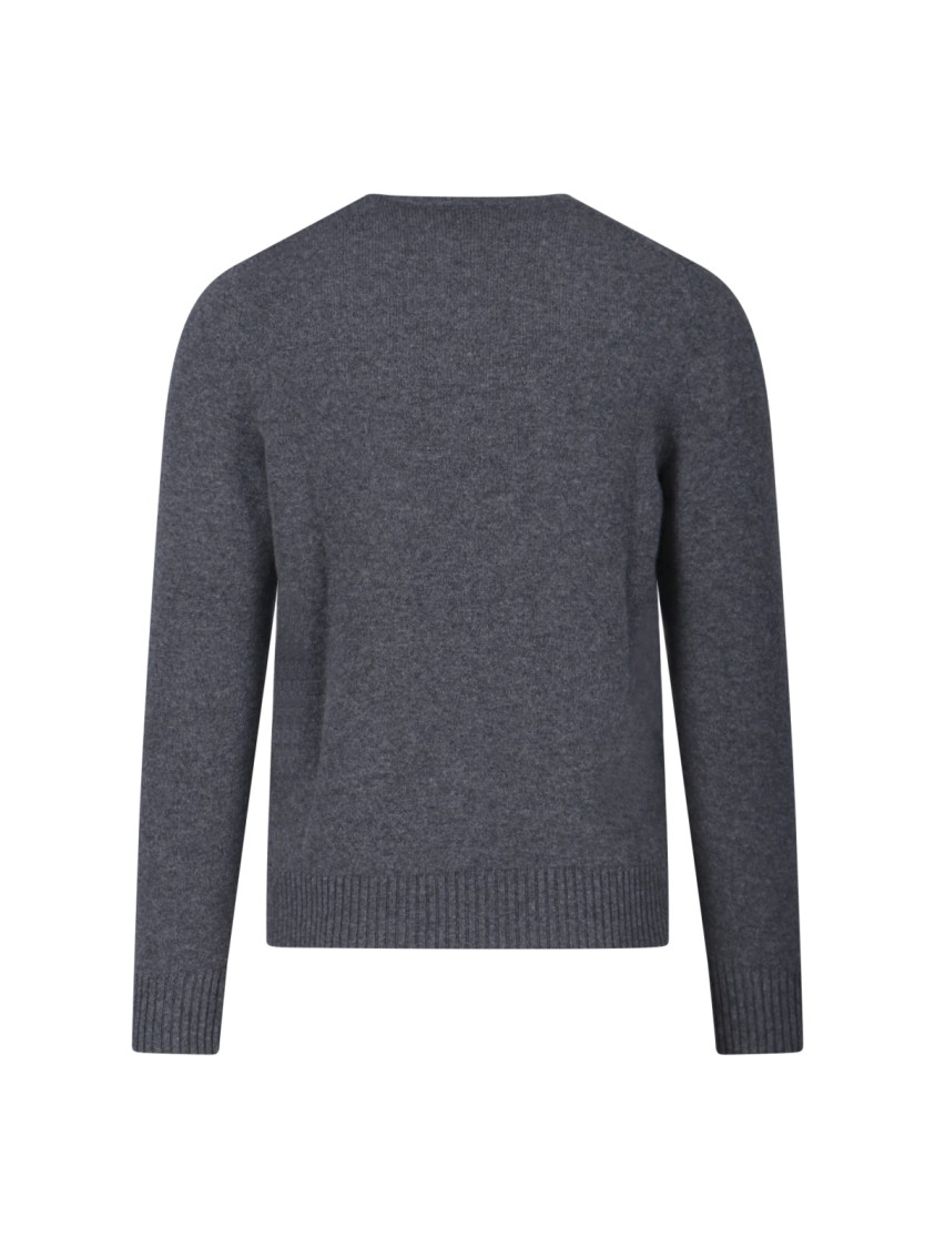 Drumohr Textured Knit Grey Sweater With Round Neckline Grijs