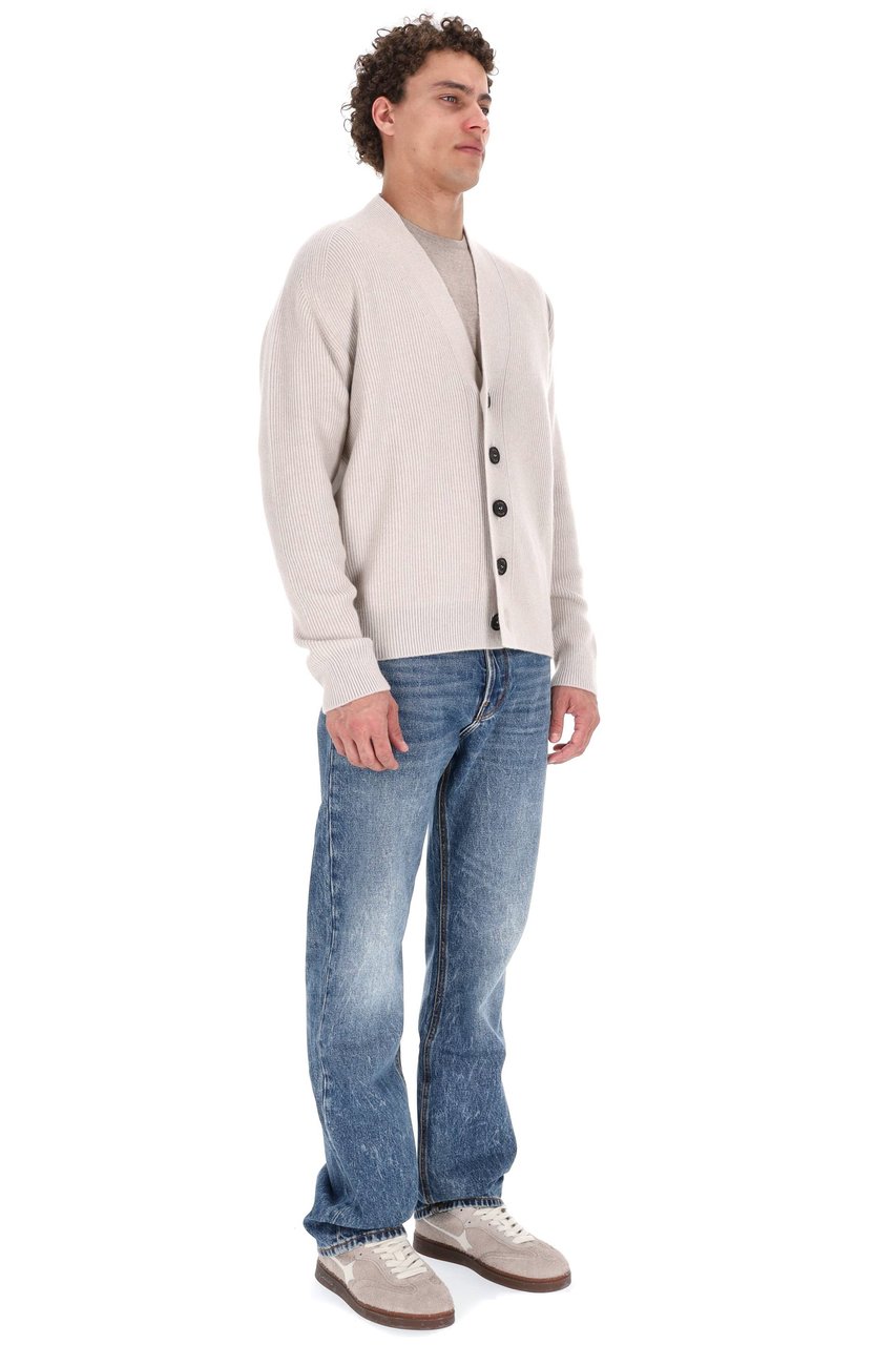 Drumohr Ribbed Pure Cashmere Cardigan Wit