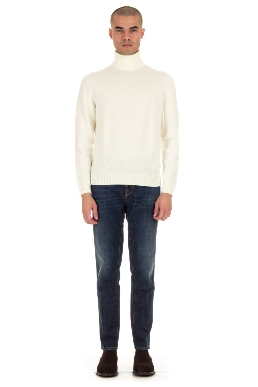Drumohr Fine Merinos Turtleneck Sweater Wit