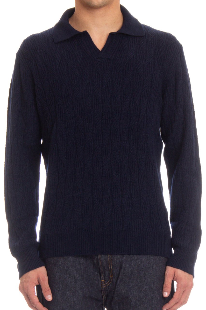 Drumohr Open Collar Lambswool Polo Zwart