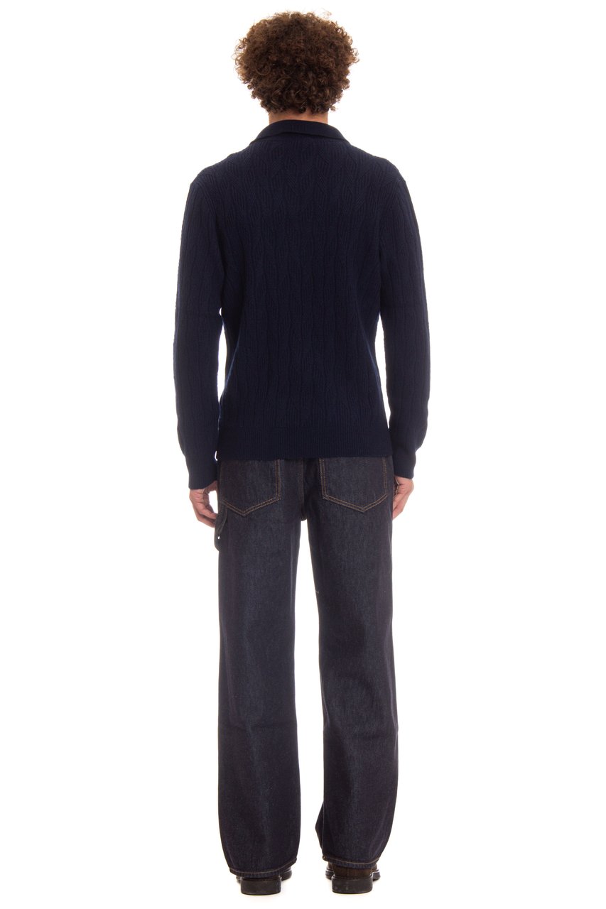 Drumohr Open Collar Lambswool Polo Zwart