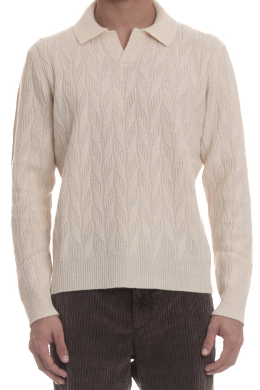 Drumohr Open Collar Lambswool Polo Neutraal