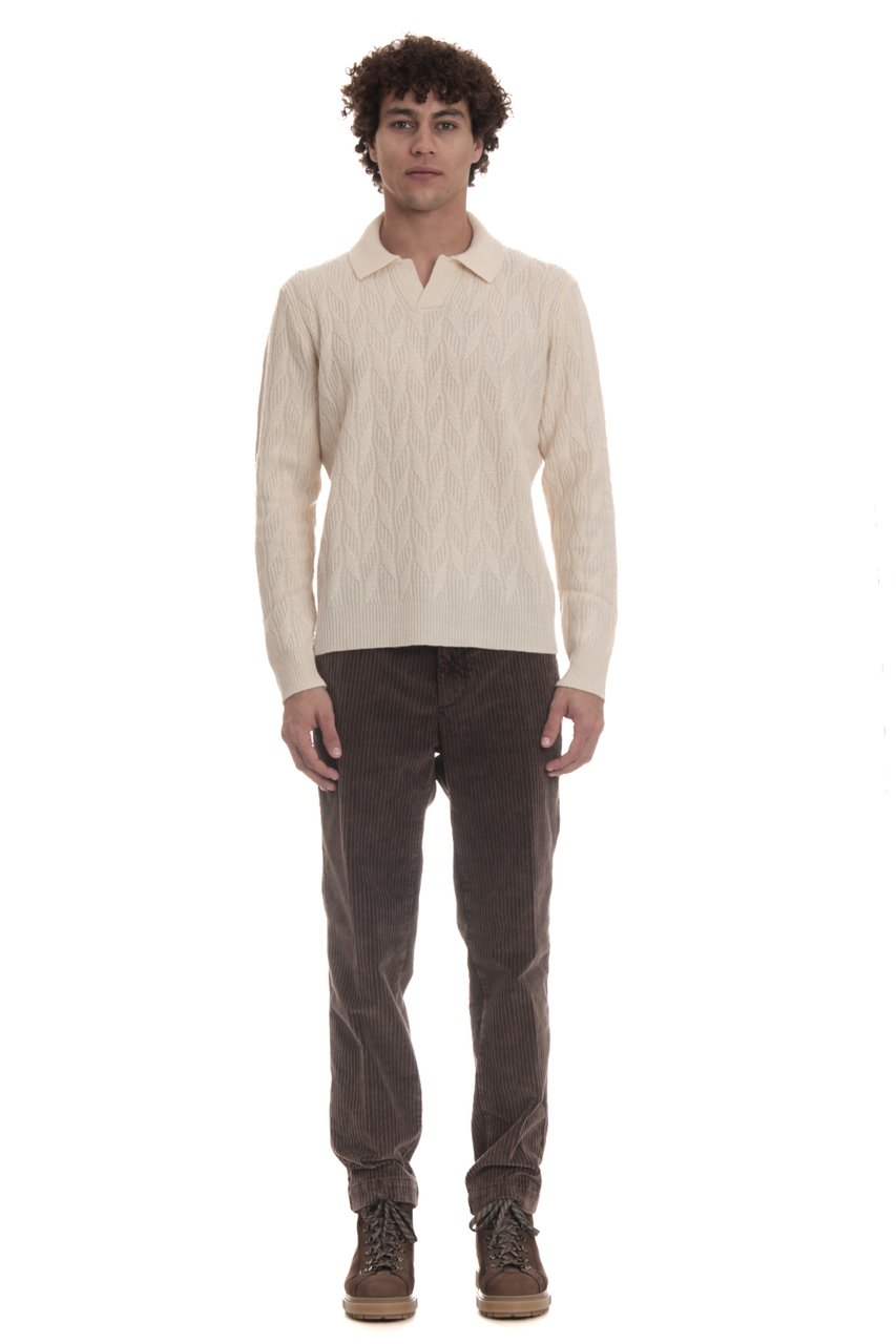 Drumohr Open Collar Lambswool Polo Neutraal