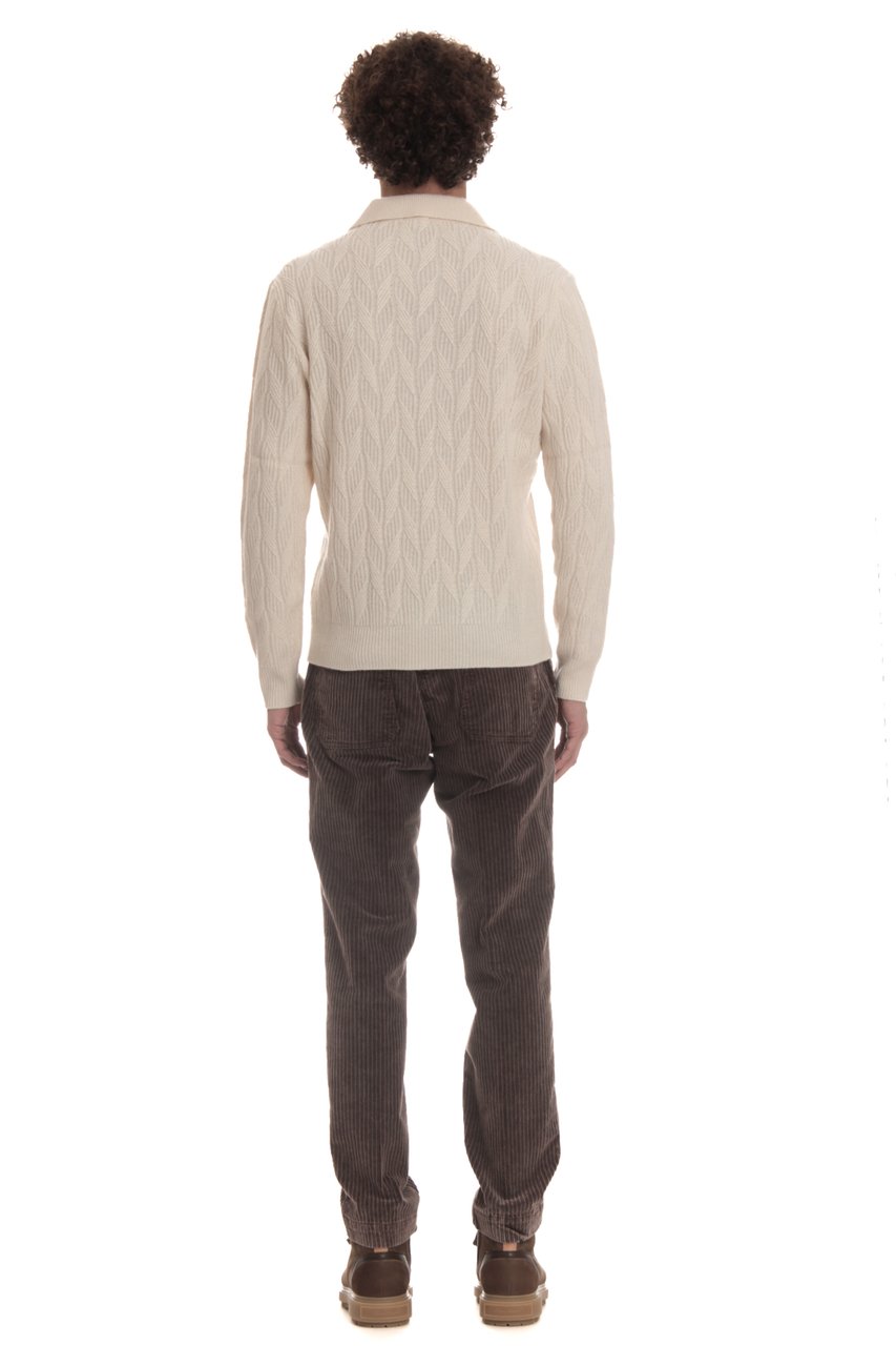 Drumohr Open Collar Lambswool Polo Neutraal