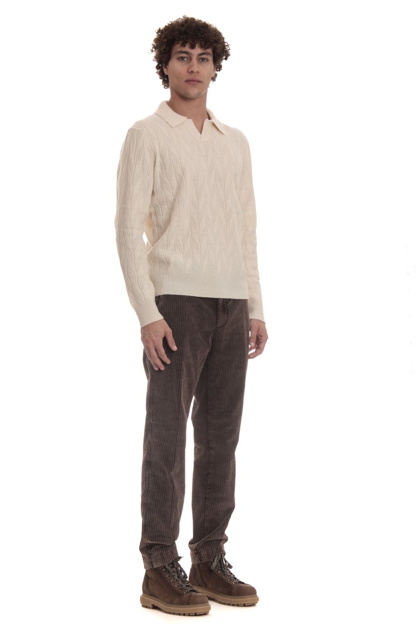 Drumohr Open Collar Lambswool Polo Neutraal