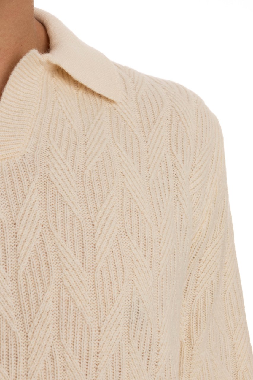 Drumohr Open Collar Lambswool Polo Neutraal