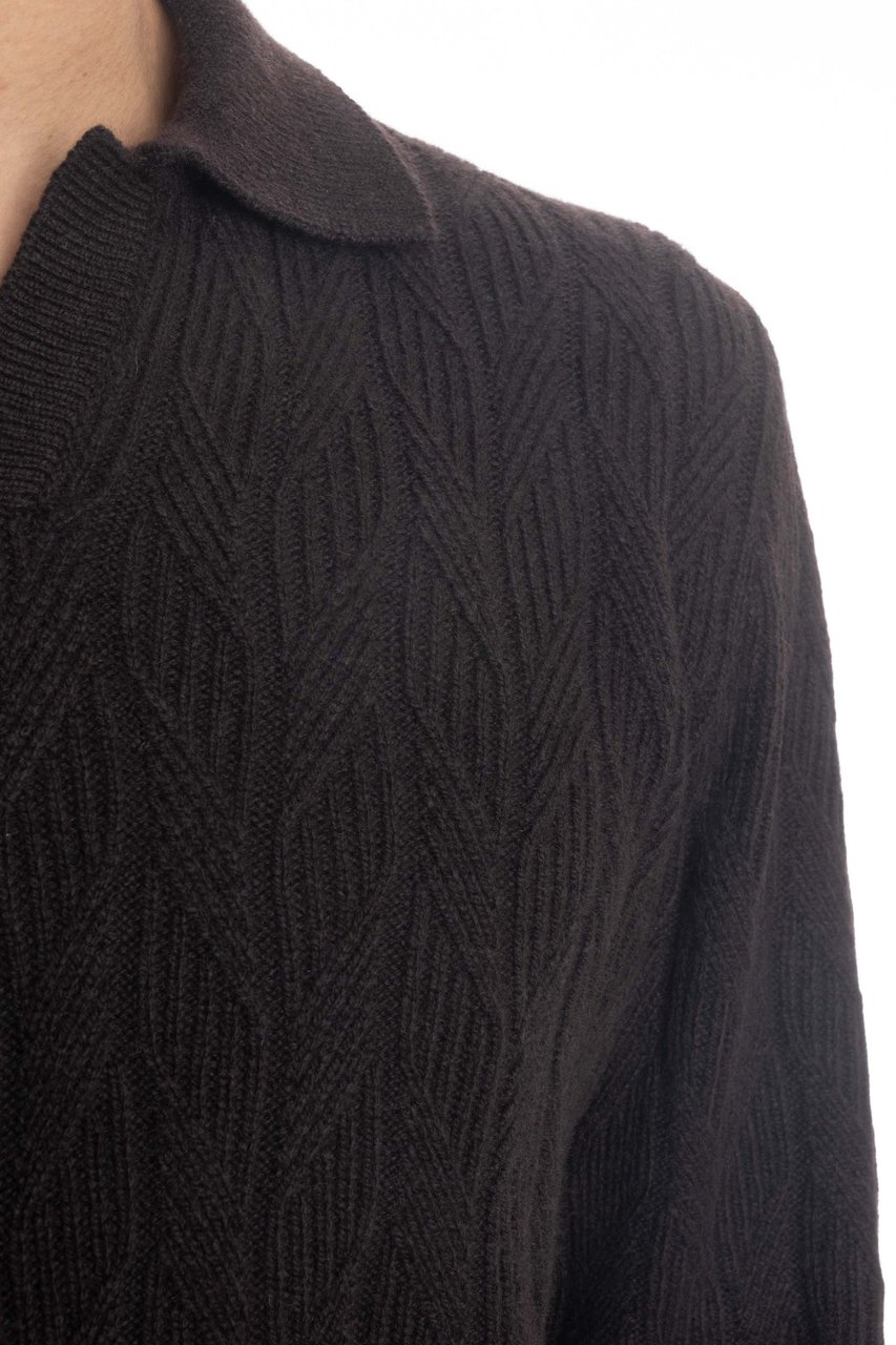 Drumohr Open Collar Lambswool Polo Zwart