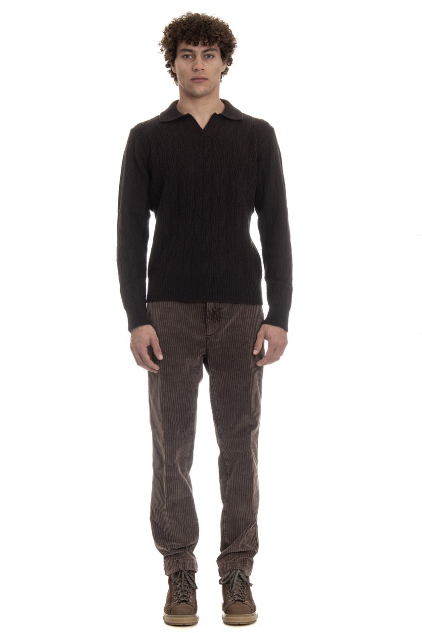 Drumohr Open Collar Lambswool Polo Zwart