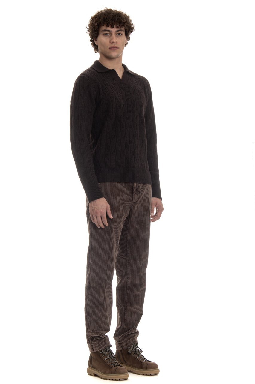 Drumohr Open Collar Lambswool Polo Zwart