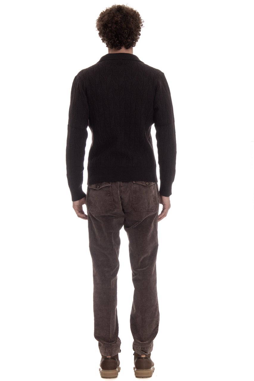 Drumohr Open Collar Lambswool Polo Zwart