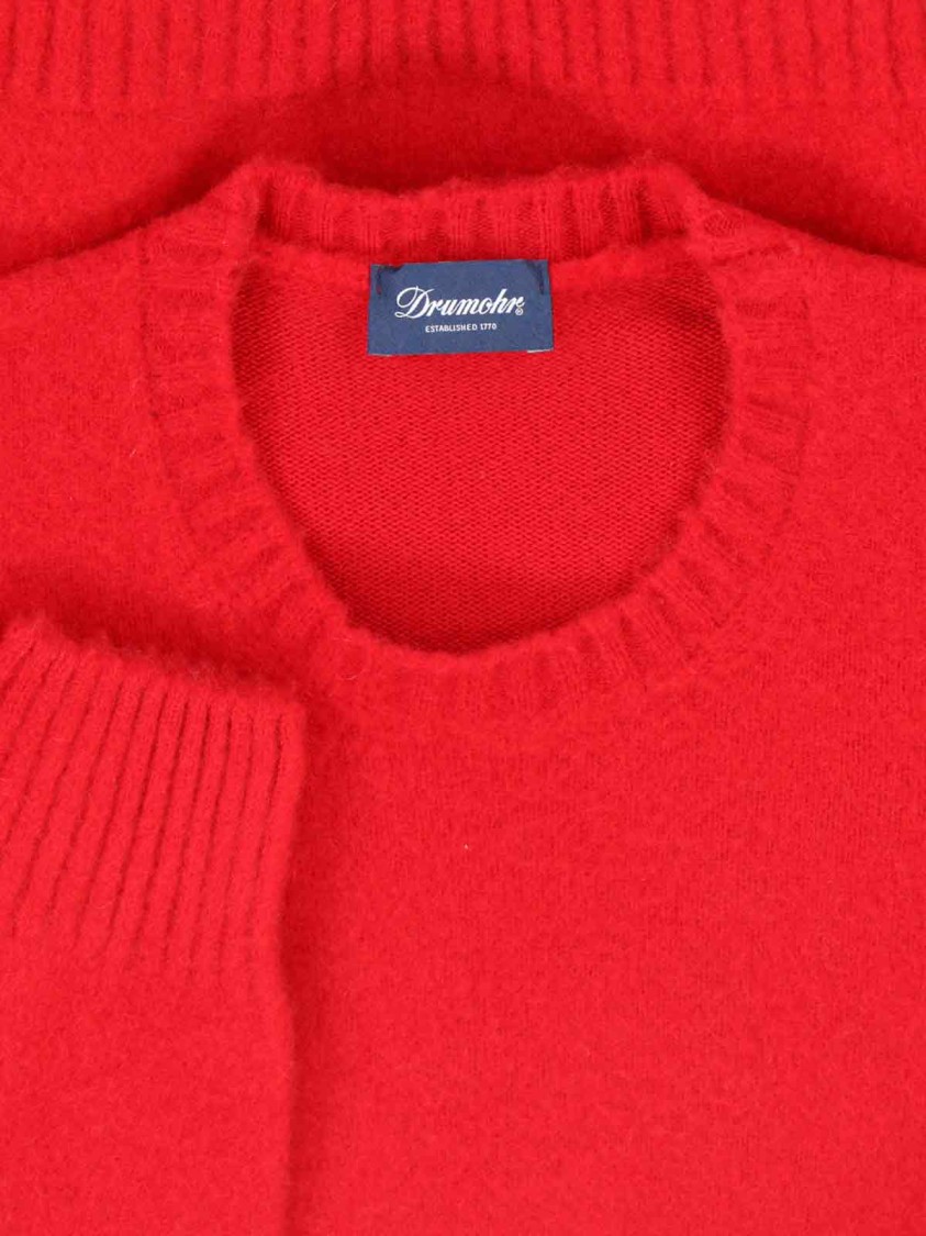 Drumohr Cashmere Sweater, Red, Crew Neck, Long Sleeves Rood