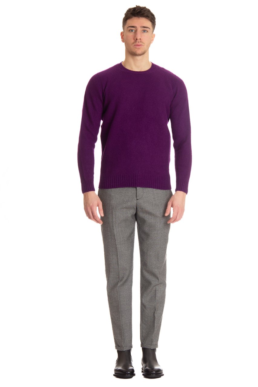 Drumohr Brushed Wool Crewneck Sweater Zwart