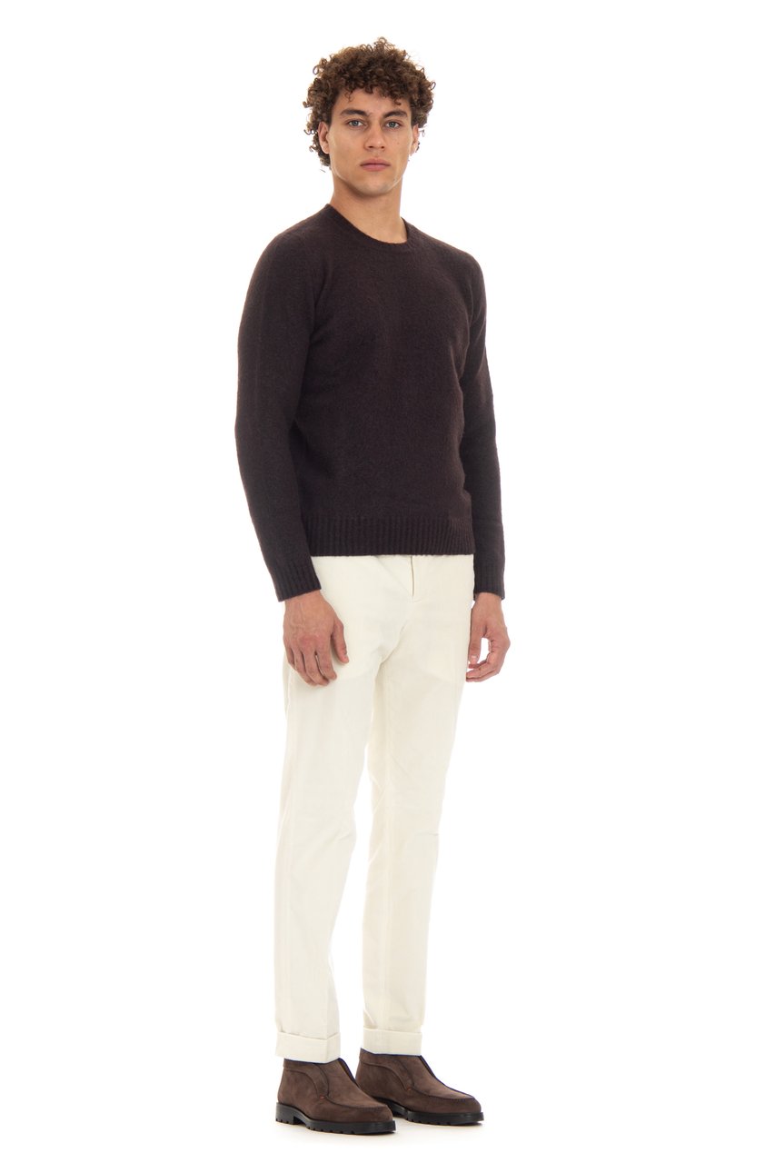 Drumohr Brushed Wool Garzata Crewneck Sweater Zwart