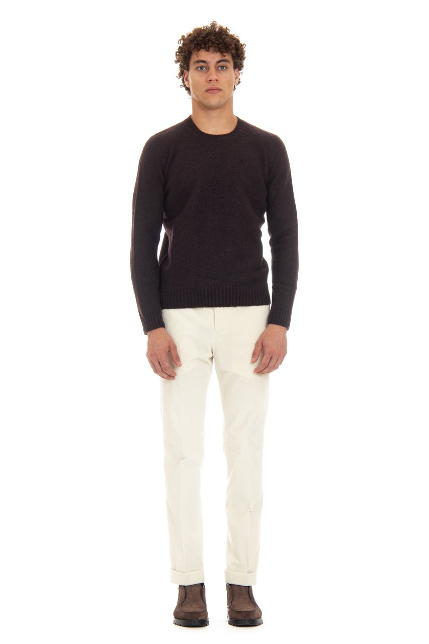 Drumohr Brushed Wool Garzata Crewneck Sweater Zwart
