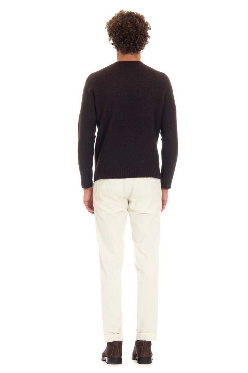 Drumohr Brushed Wool Garzata Crewneck Sweater Zwart