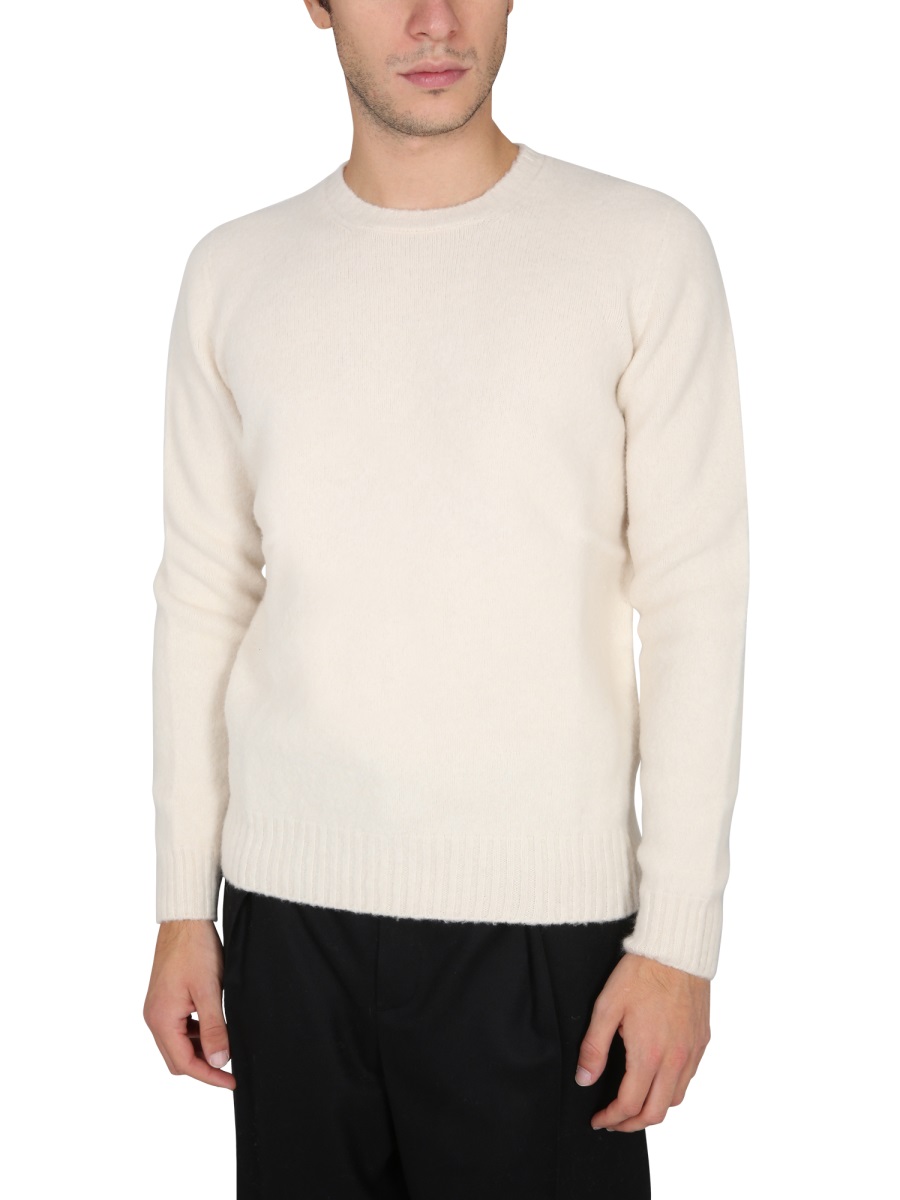 Drumohr Grey Crewneck Knit Sweater Wit