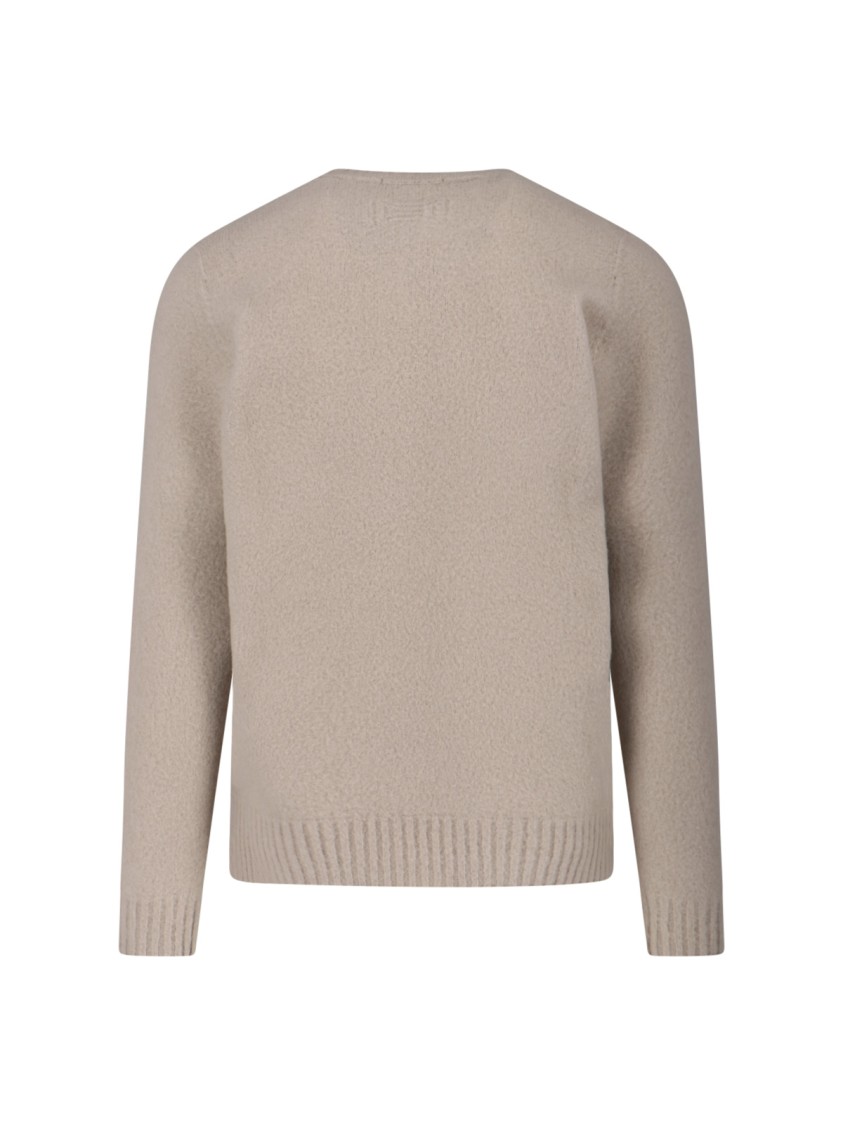 Drumohr Classic Knit Beige Sweater With Ribbed Cuffs And Hem Neutraal
