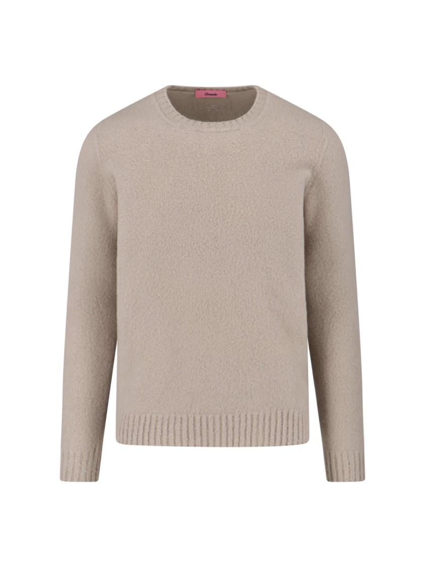 Drumohr Classic Knit Beige Sweater With Ribbed Cuffs And Hem Neutraal