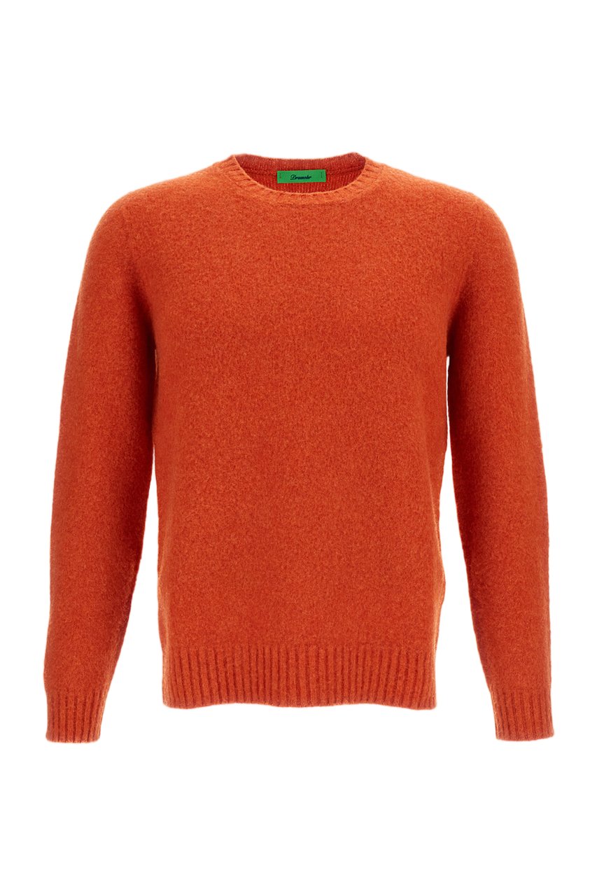 Drumohr Crewneck Raglan Sweater in Vibrant Jersey-Knit Wool Oranje