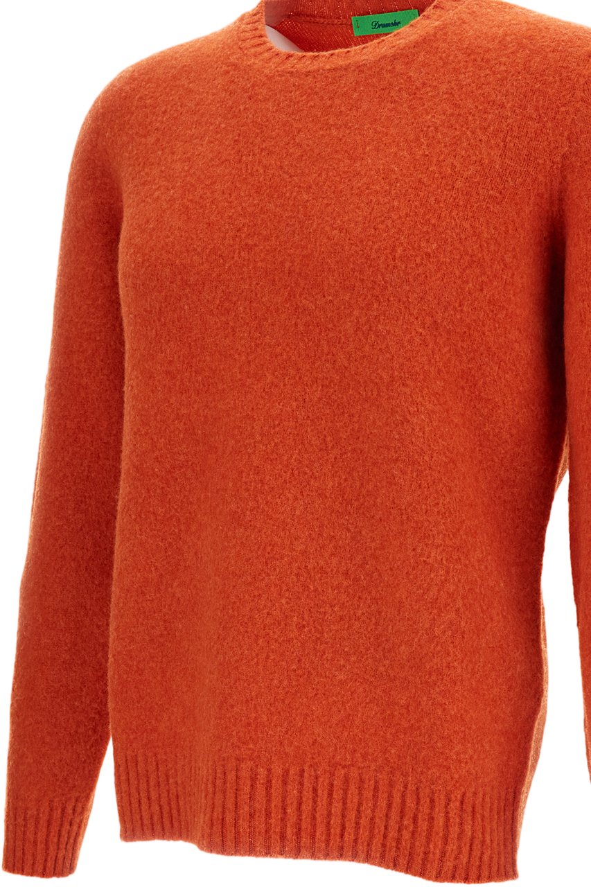 Drumohr Crewneck Raglan Sweater in Vibrant Jersey-Knit Wool Oranje