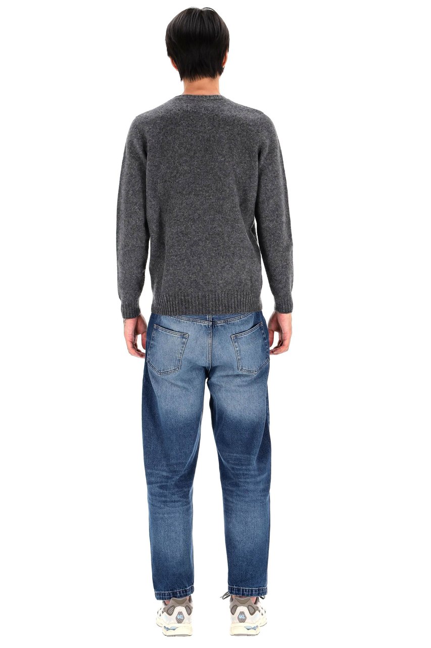 Drumohr Brushed Wool Crewneck Sweater Grijs