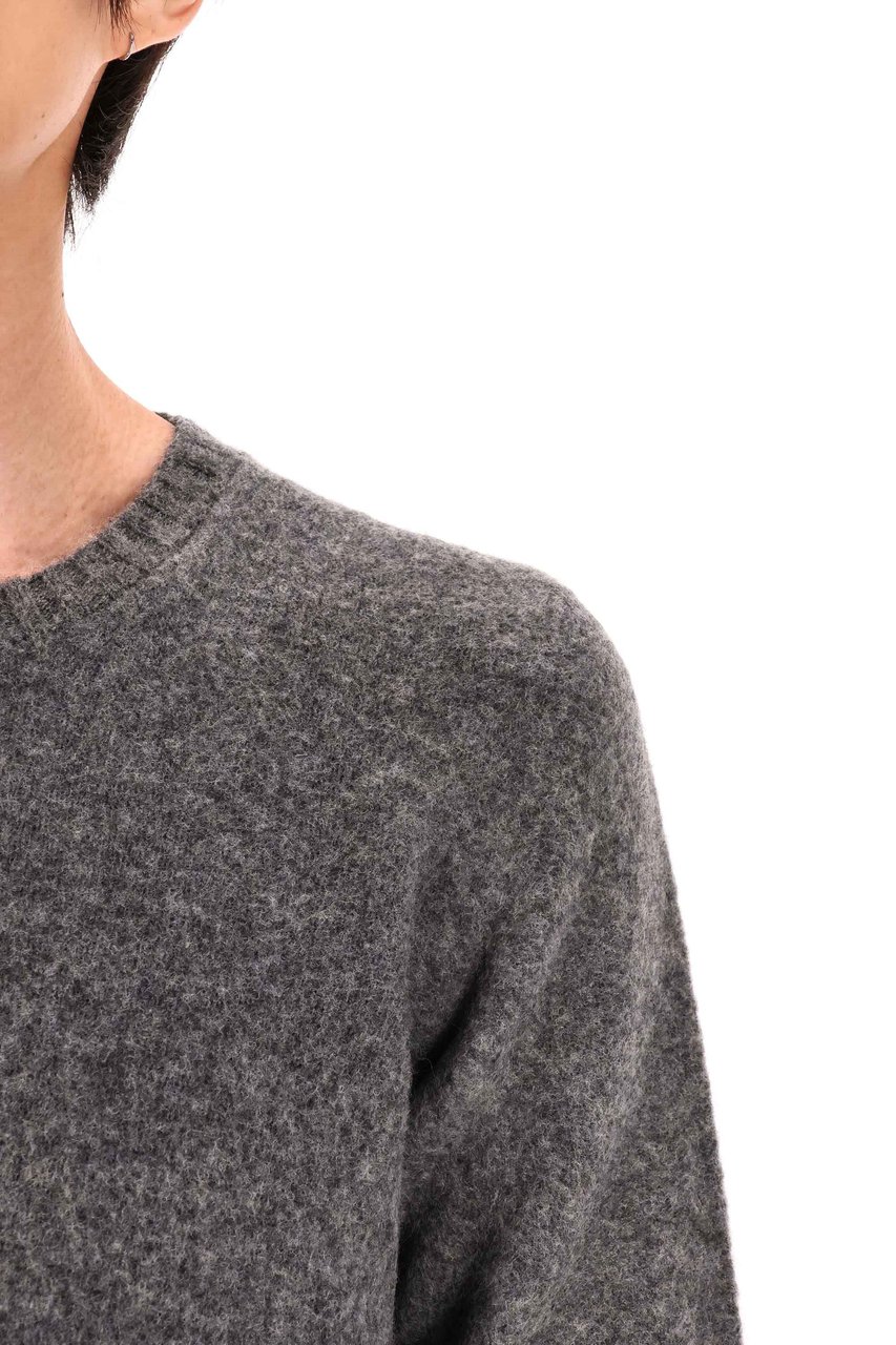 Drumohr Brushed Wool Crewneck Sweater Grijs