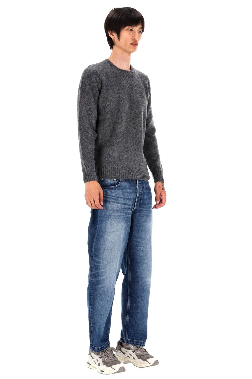 Drumohr Brushed Wool Crewneck Sweater Grijs