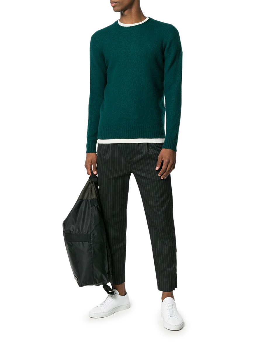 Drumohr Green Crewneck Fuzzy Knit Sweater Zwart