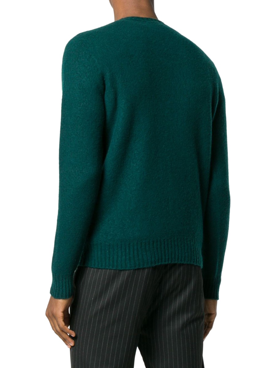 Drumohr Green Crewneck Fuzzy Knit Sweater Zwart