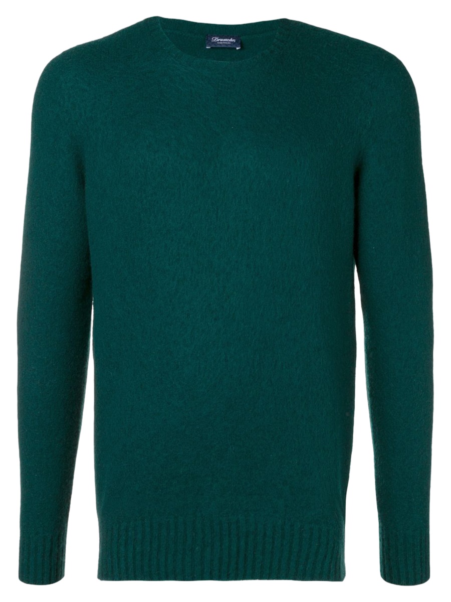 Drumohr Green Crewneck Fuzzy Knit Sweater Zwart