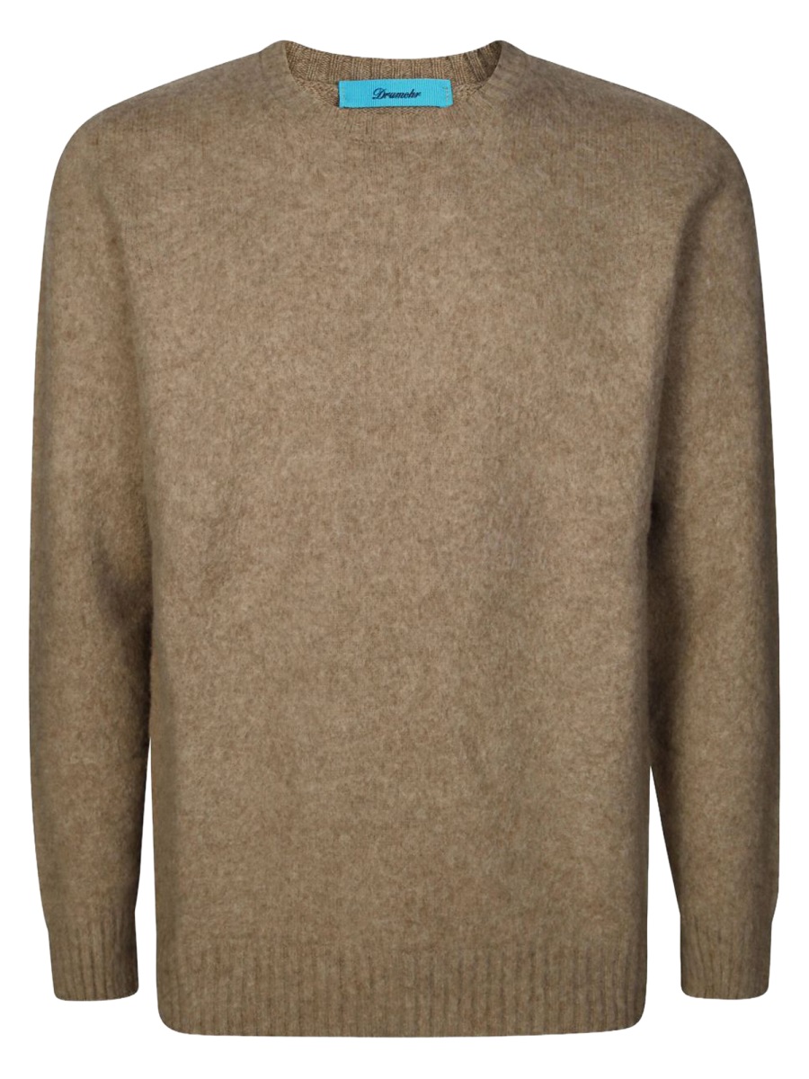 Drumohr Multicolor Crewneck Textured Knit Sweater Bruin