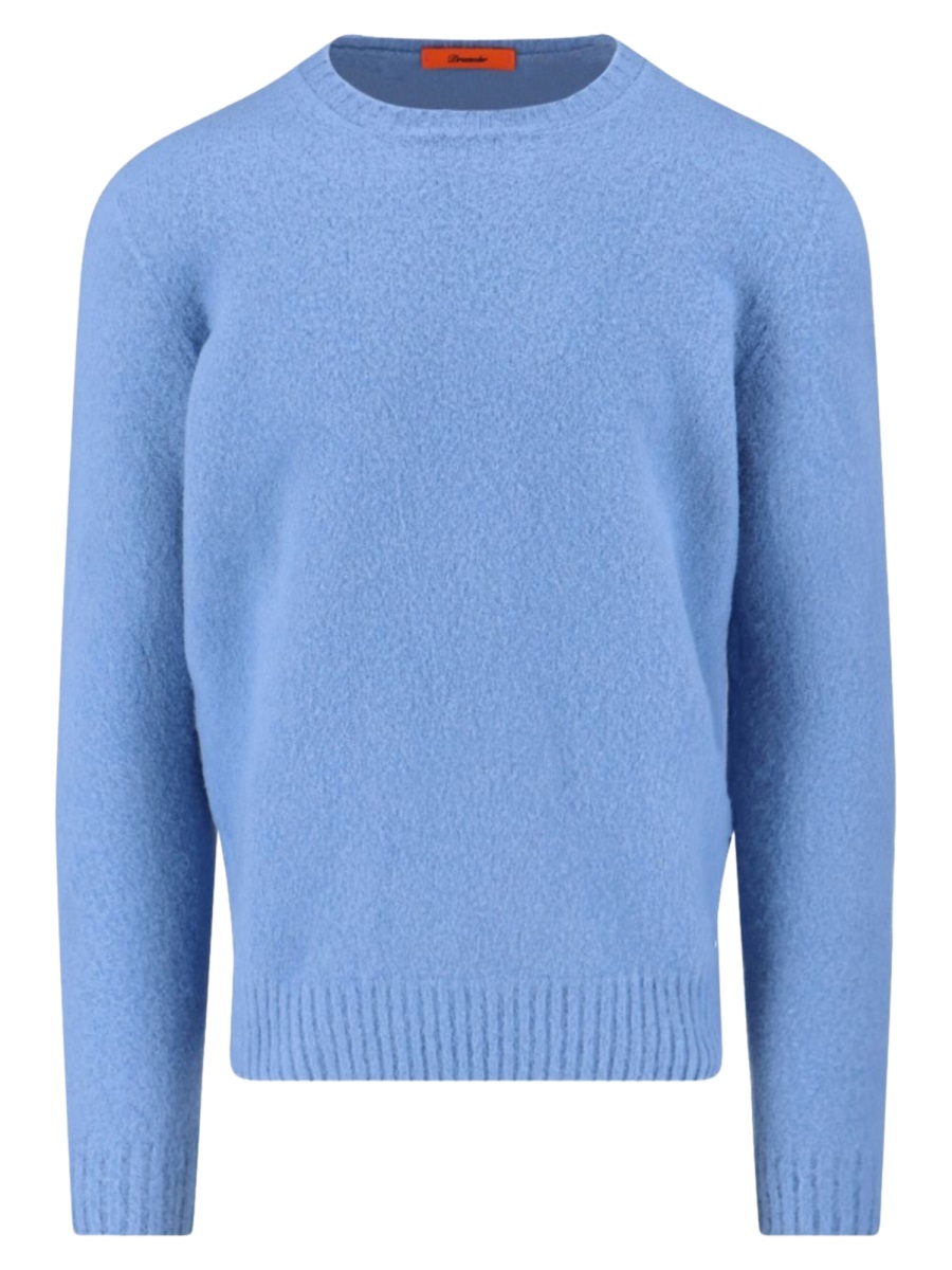 Drumohr Light Blue Crewneck Textured Knit Sweater Blauw