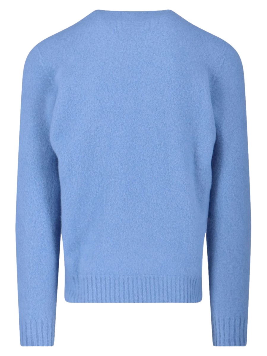 Drumohr Light Blue Crewneck Textured Knit Sweater Blauw